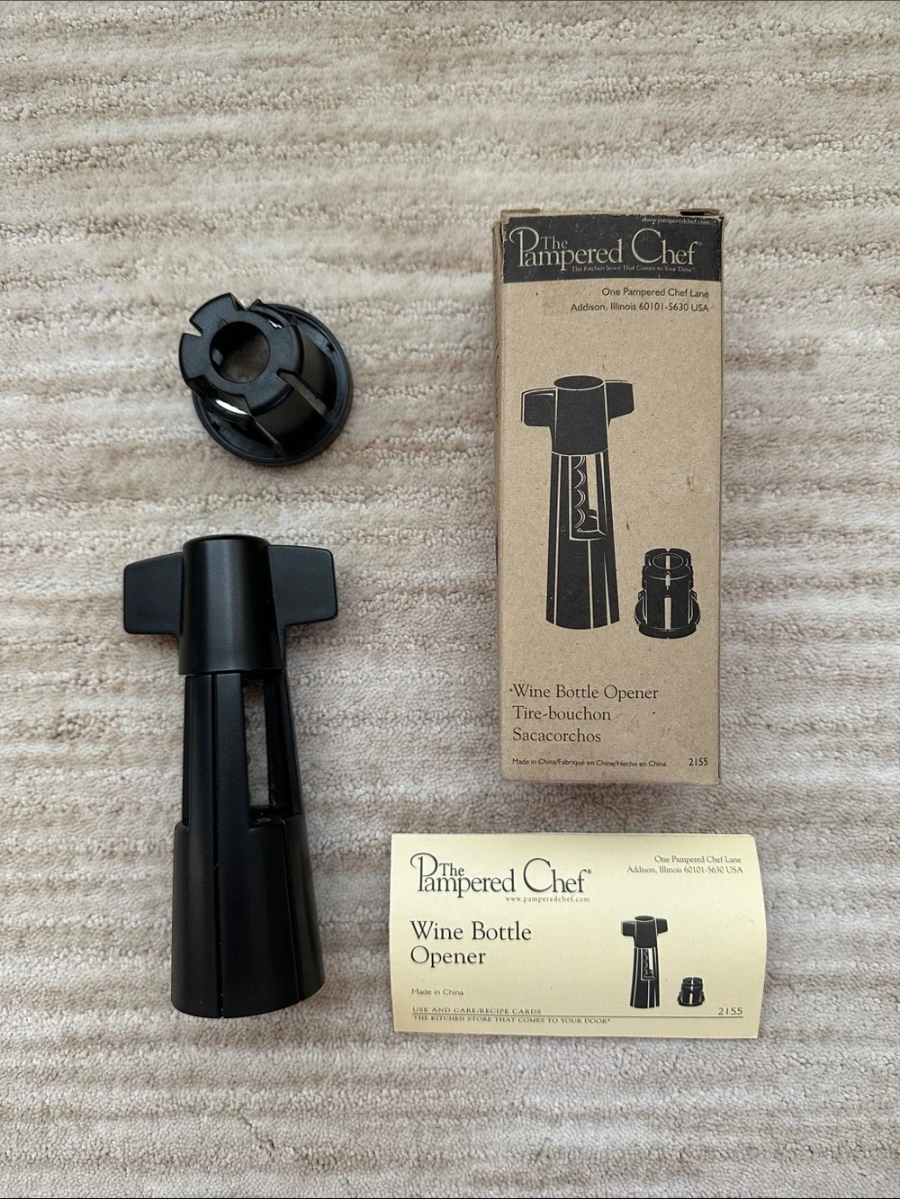 Pampered Chef Wine Bottle Opener & Foil Cutter #2155 Black